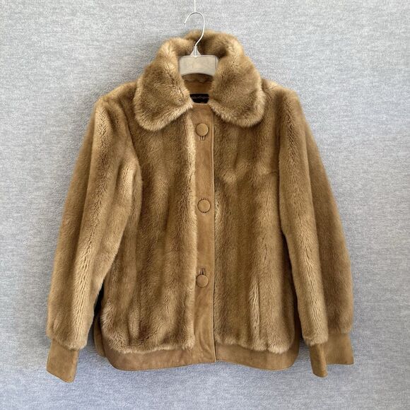 Tissavel France Faux Fur & Suede Coat S/M Luxury Old Money Chic England Vtg 70s - Picture 9 of 14